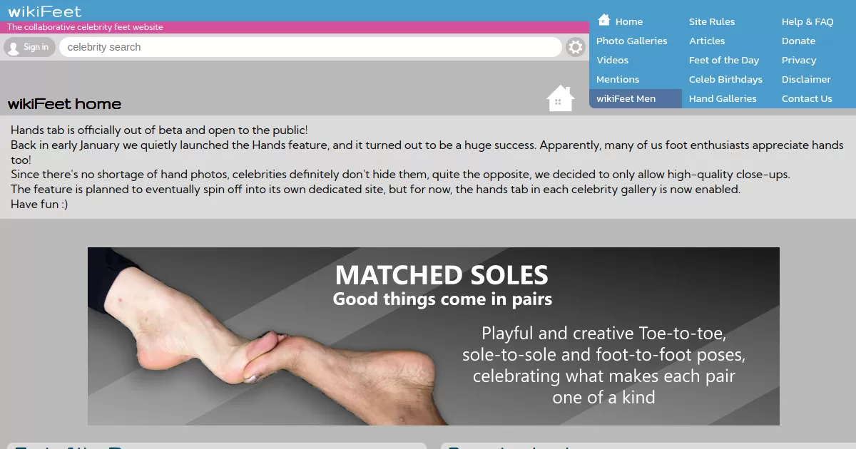 wikiFeet screenshot